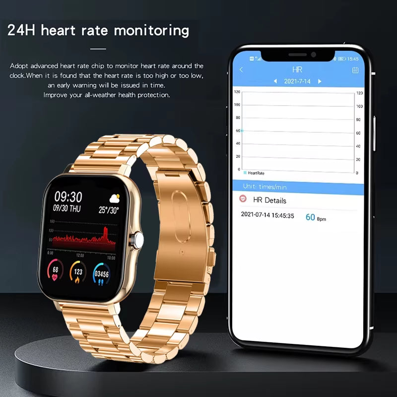 New Bluetooth Call Smart Watch Womenfull Touch Screen Sports Fitness Watch Bluetooth Is Suitable for Android Ios Smartwatch