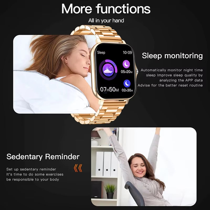 New Bluetooth Call Smart Watch Womenfull Touch Screen Sports Fitness Watch Bluetooth Is Suitable for Android Ios Smartwatch