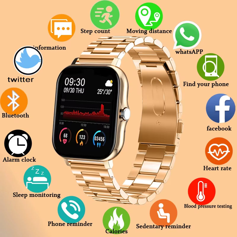 New Bluetooth Call Smart Watch Womenfull Touch Screen Sports Fitness Watch Bluetooth Is Suitable for Android Ios Smartwatch